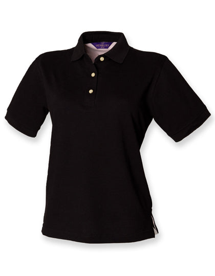 Ladies´ Classic Cotton Piqué Polo Shirt in Black, Größe XXL