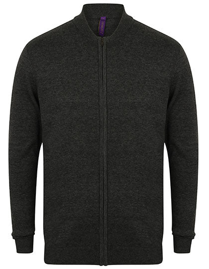 Unisex Zip Through Cardigan in Grey Marl, Größe 3XL