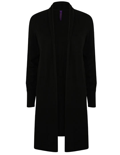 Ladies´ Longline Open Cardigan in Black, Größe 4XL