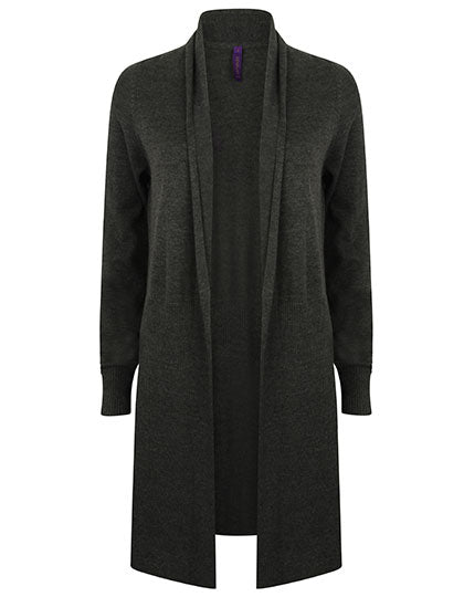 Ladies´ Longline Open Cardigan in Grey Marl, Größe 4XL