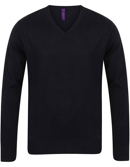 Men´s Lightweight V-Neck Jumper in Black, Größe 4XL