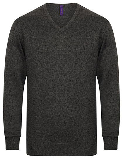 Men´s Lightweight V-Neck Jumper in Grey Marl, Größe 4XL