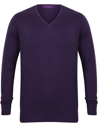 Men´s Lightweight V-Neck Jumper in Purple, Größe XL