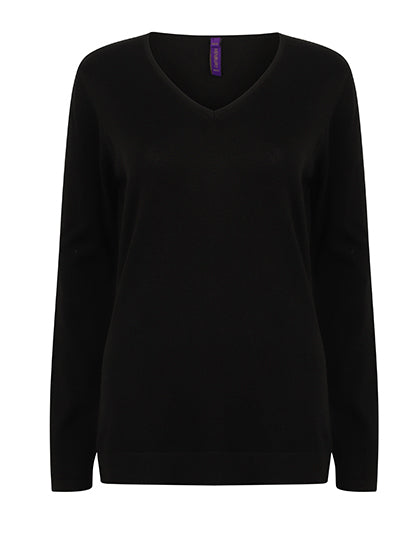 Ladies´ Lightweight V-Neck Jumper in Black, Größe 4XL