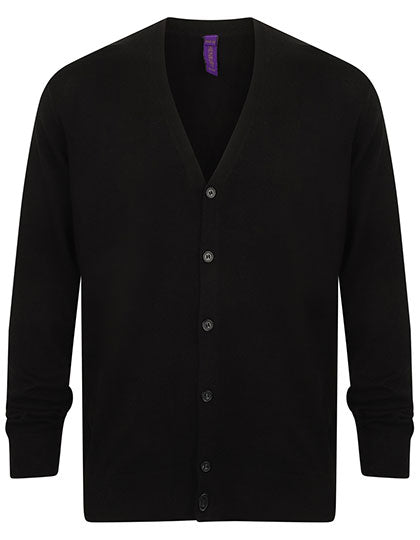 Men´s Lightweight V-Neck Cardigan in Black, Größe 4XL