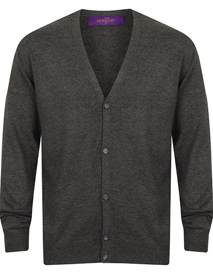 Men´s Lightweight V-Neck Cardigan in Grey Marl, Größe 4XL