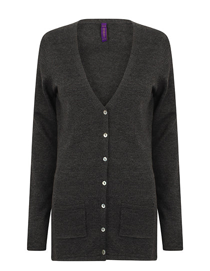 Ladies´ Lightweight V-Neck Cardigan in Grey Marl, Größe 4XL