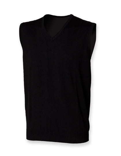 Men´s Lightweight Sleeveless V-Neck Jumper in Black, Größe 4XL