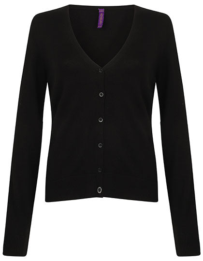 Ladies´ Lightweight V-Neck Short Cardigan in Black, Größe 4XL