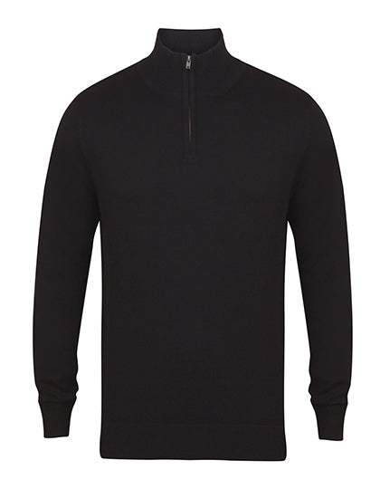 Men´s Quarter Zip Jumper in Black, Größe 4XL