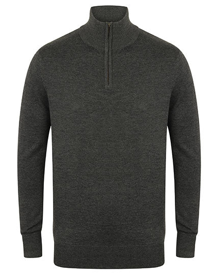 Men´s Quarter Zip Jumper in Grey Marl, Größe 4XL