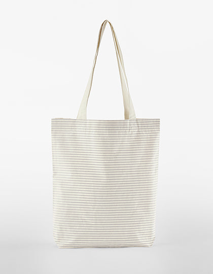 Striped Organic Cotton Bag in Grey Stripe, Größe 29 x 42 x 8 cm