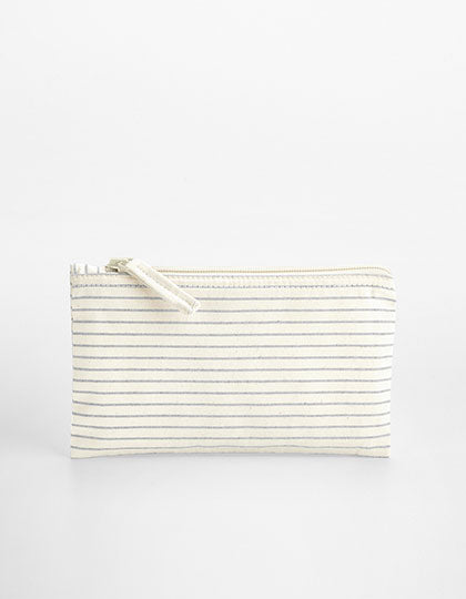 Striped Organic Cotton Accessory Pouch in Grey Stripe, Größe L (20 x 28 cm)