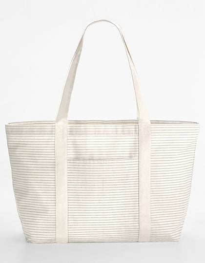 Striped Organic Cotton Shopper in Grey Stripe, Größe 45 x 37 x 14 cm