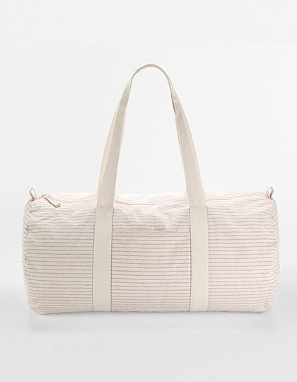 Striped Organic Cotton Barrel Bag in Red Stripe, Größe 50 x 25 x 25 cm