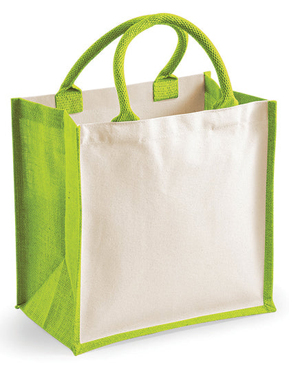 Printers Midi Jute Bag in Apple Green, Größe 30 x 30 x 19 cm