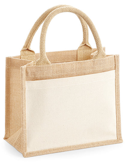 Cotton Pocket Jute Gift Bag in Natural, Größe 26 x 22 x 14 cm