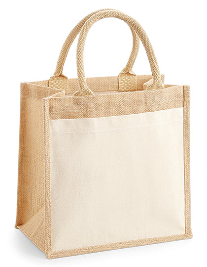 Cotton Pocket Jute Midi Bag in Natural, Größe 30 x 30 x 19 cm
