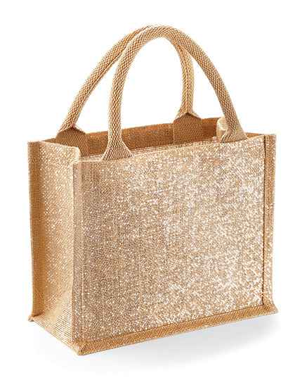 Shimmer Jute Mini Gift Bag in Natural Gold, Größe 26 x 22 x 14 cm