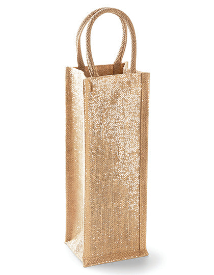Shimmer Jute Bottle Bag in Natural Gold, Größe 12 x 35 x 11 cm
