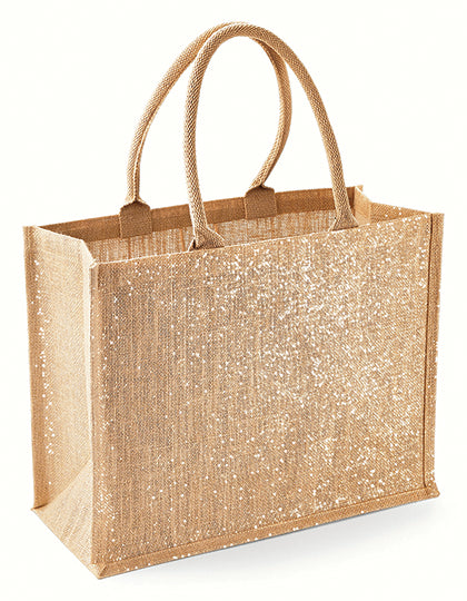 Shimmer Jute Shopper in Natural Gold, Größe 42 x 33 x 19 cm