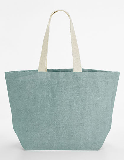 Soft Washed Jute Beach Bag in Duck Egg Blue, Größe 35 x 37 x 18 cm