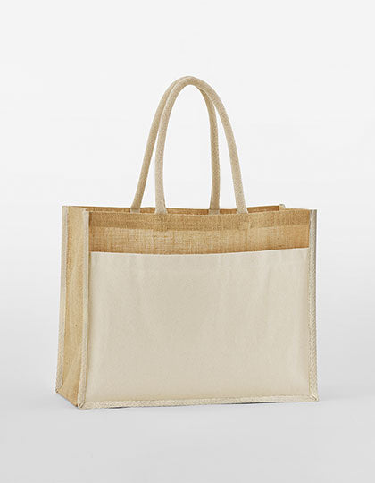 Cotton Pocket Natural Starched Jute Shopper in Natural, Größe 42 x 33 x 19 cm