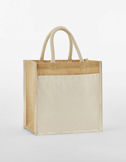 Cotton Pocket Natural Starched Jute Midi Bag in Natural, Größe 30 x 30 x 19 cm