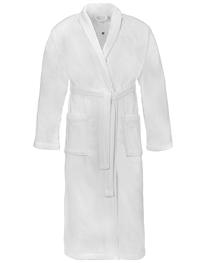 Velours Bademantel Feeling / Schalkragen in White, Größe XXL