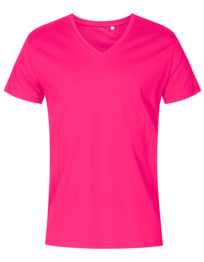 Men´s V-Neck T-Shirt in Bright Rose, Größe 3XL