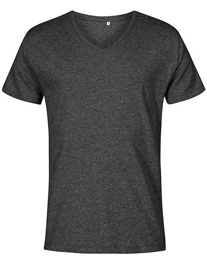 Men´s V-Neck T-Shirt in Heather Black, Größe 3XL