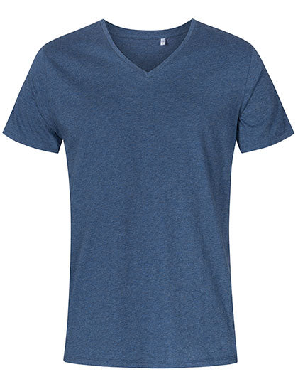 Men´s V-Neck T-Shirt in Heather Navy, Größe 3XL