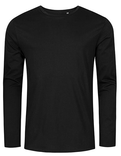 Men´s Roundneck T-Shirt Long Sleeve in Black, Größe 3XL