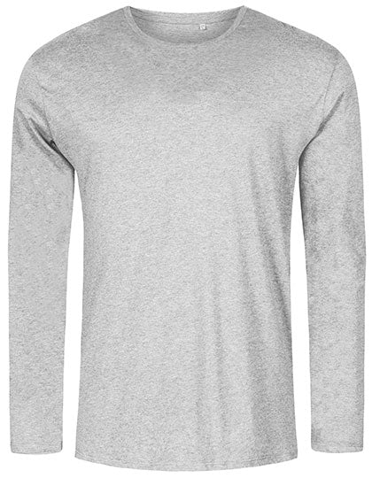 Men´s Roundneck T-Shirt Long Sleeve in Heather Grey, Größe 3XL