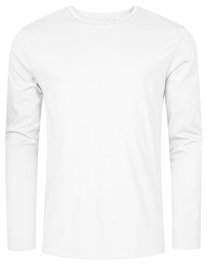 Men´s Roundneck T-Shirt Long Sleeve in White, Größe 3XL