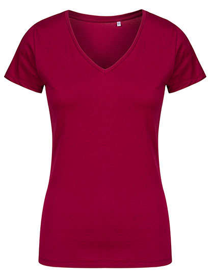 Women´s V-Neck T-Shirt in Berry, Größe 3XL