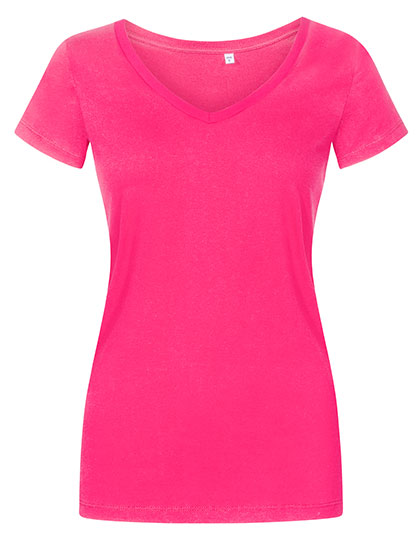 Women´s V-Neck T-Shirt in Bright Rose, Größe 3XL