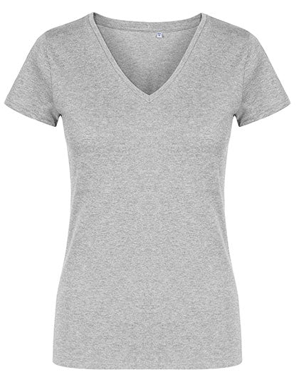 Women´s V-Neck T-Shirt in Heather Grey, Größe 3XL