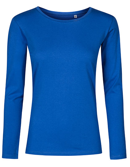 Women´s Roundneck T-Shirt Long Sleeve in Azur Blue, Größe 3XL