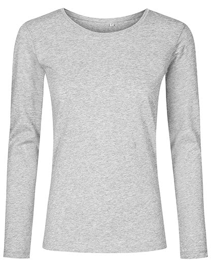 Women´s Roundneck T-Shirt Long Sleeve in Heather Grey, Größe 3XL
