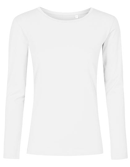 Women´s Roundneck T-Shirt Long Sleeve in White, Größe 3XL