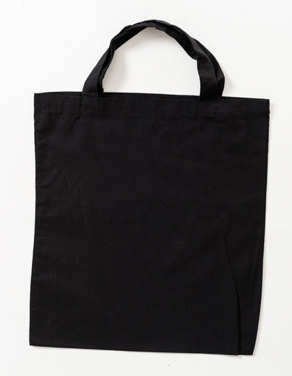 Cotton Bag Colored Short Handles in Black, Größe approx. 38 x 42 cm