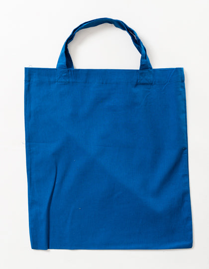 Cotton Bag Colored Short Handles in Blue (ca. Pantone 2935U-HKS 43-44), Größe approx. 38 x 42 cm