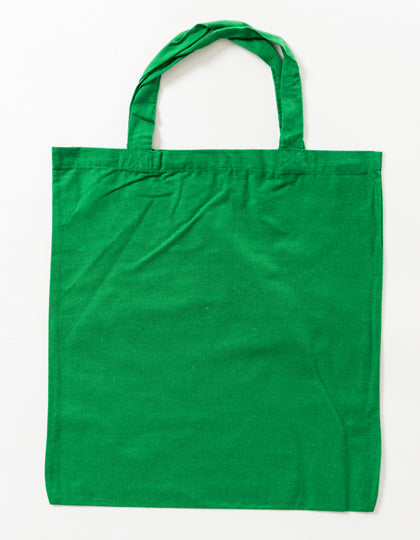 Cotton Bag Colored Short Handles in Dark Green (ca. Pantone 347U-HKS 57), Größe approx. 38 x 42 cm