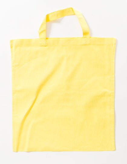 Cotton Bag Colored Short Handles in Light Yellow (ca. Pantone 100U), Größe approx. 38 x 42 cm