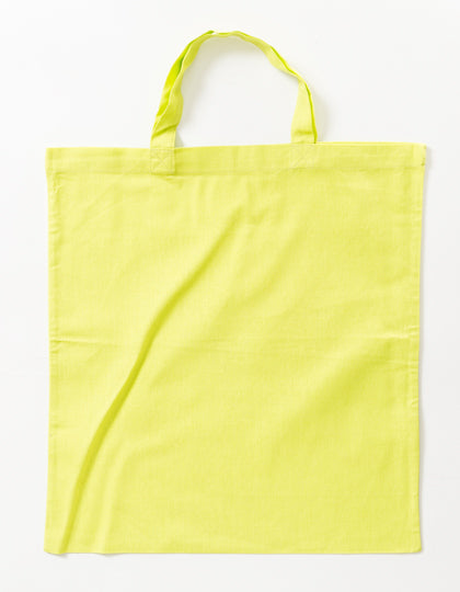 Cotton Bag Colored Short Handles in Lime Green (ca. Pantone 388U), Größe approx. 38 x 42 cm