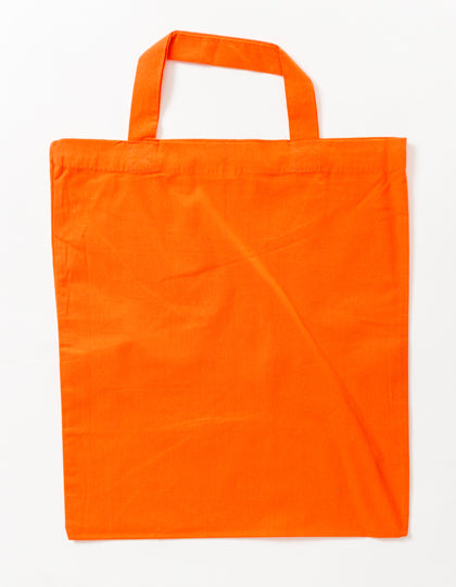 Cotton Bag Colored Short Handles in Orange (ca. Pantone 021U-HKS 10), Größe approx. 38 x 42 cm