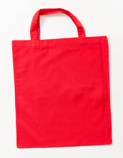 Cotton Bag Colored Short Handles in Red (ca. Pantone 032U-HKS 13-14), Größe approx. 38 x 42 cm