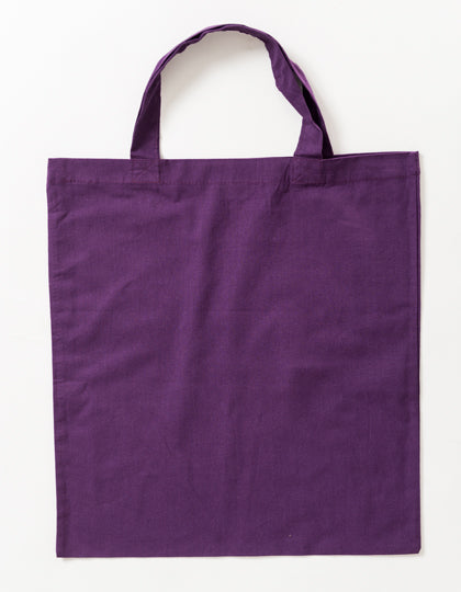 Cotton Bag Colored Short Handles in Violet (ca. Pantone 2603U-HKS 37), Größe approx. 38 x 42 cm