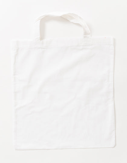 Cotton Bag Colored Short Handles in White, Größe approx. 38 x 42 cm